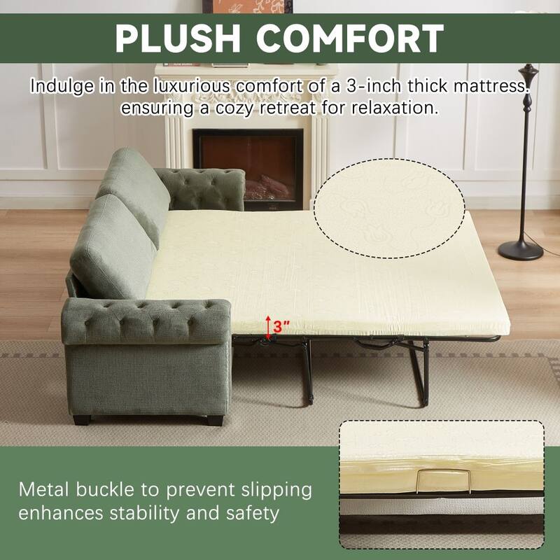 83.8" Convertible 2-in-1 Pullout Polyester Sleeper Sofa Bed