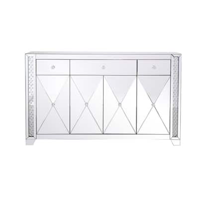 60 in clear crystal mirrored credenza