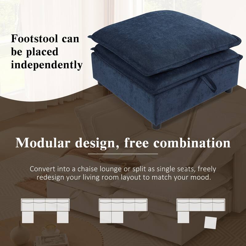 Modern U Shaped Modular Sofa with Dual Layer Cushions and Hidden Storage for Living Room and Guest Room