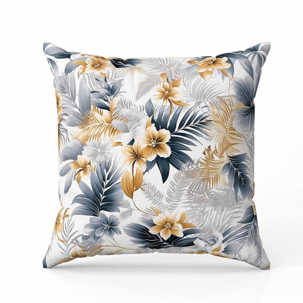 Enchanted Tropics Faux Suede Reversible Throw Pillow Silver and Blue