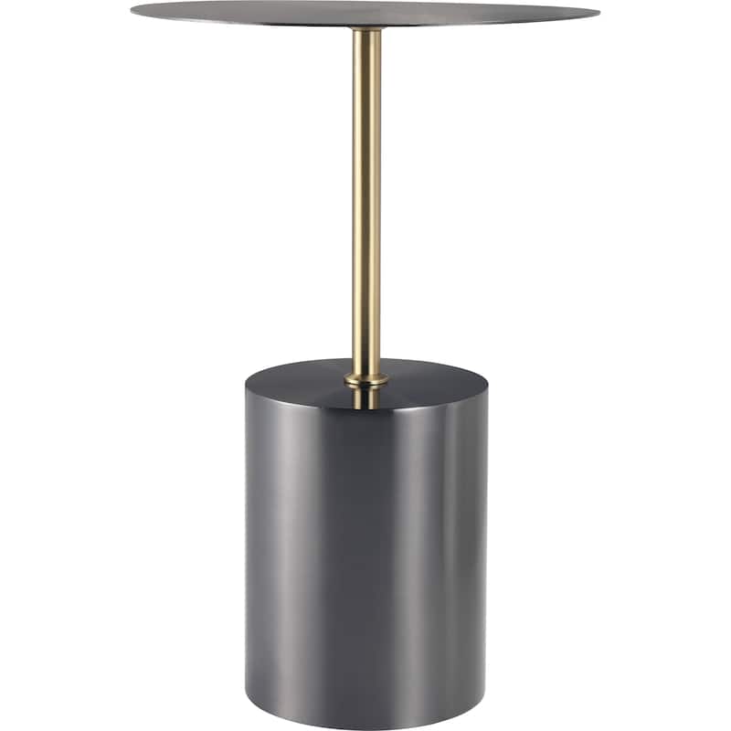 40-Inch Round Side Table in Stainless-Steel with Pedestal Base Accent End Table Malta Series