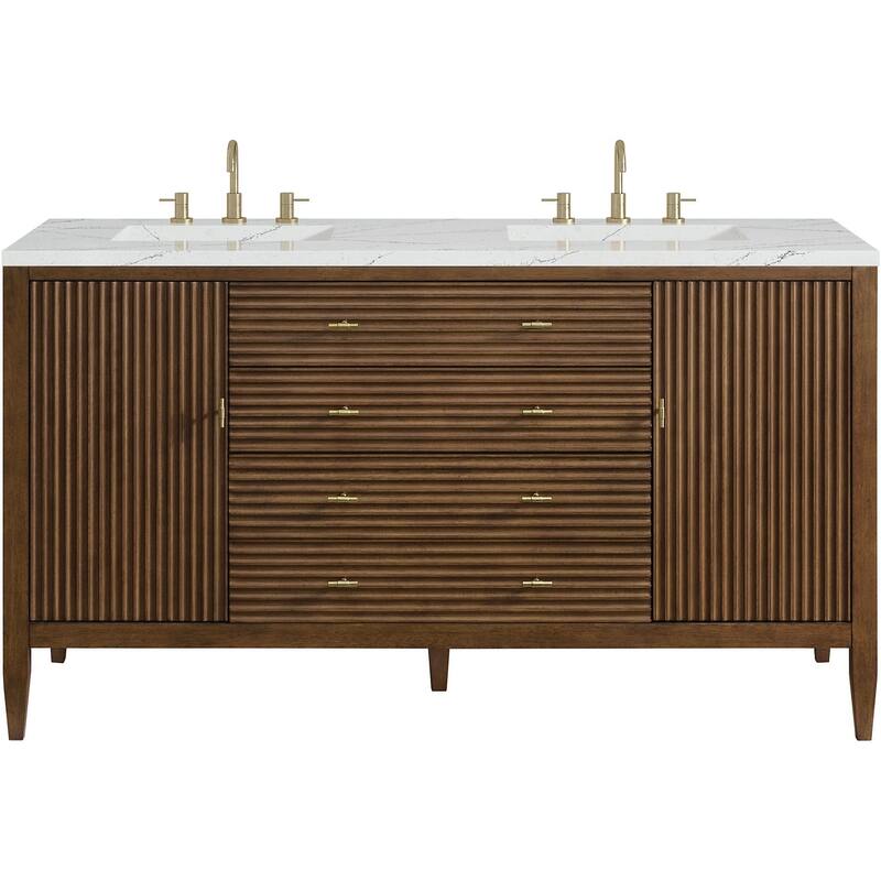 James Martin Vanities 485-V60D-FENC Myrrin 60" Free Standing Double - Mid-Century Walnut