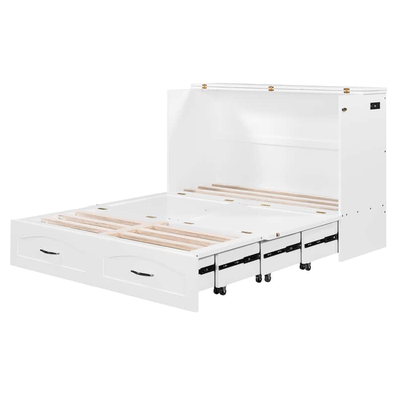 Roomfitters Full Size Storage Murphy Bed with Built-in Drawers and Foldable Design