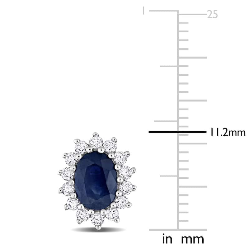 Miadora 1/2ct TW Diamond and 2ct TGW Sapphire Stud Earrings in 14k White Gold
