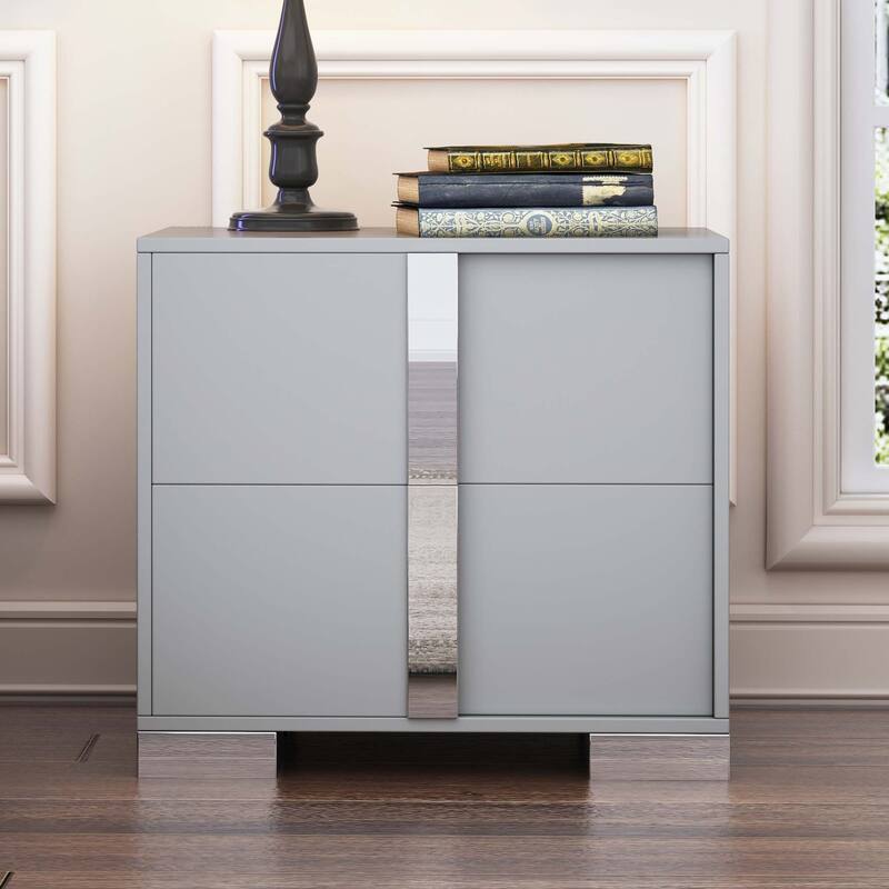 Elegant Nightstand with Metal Handle