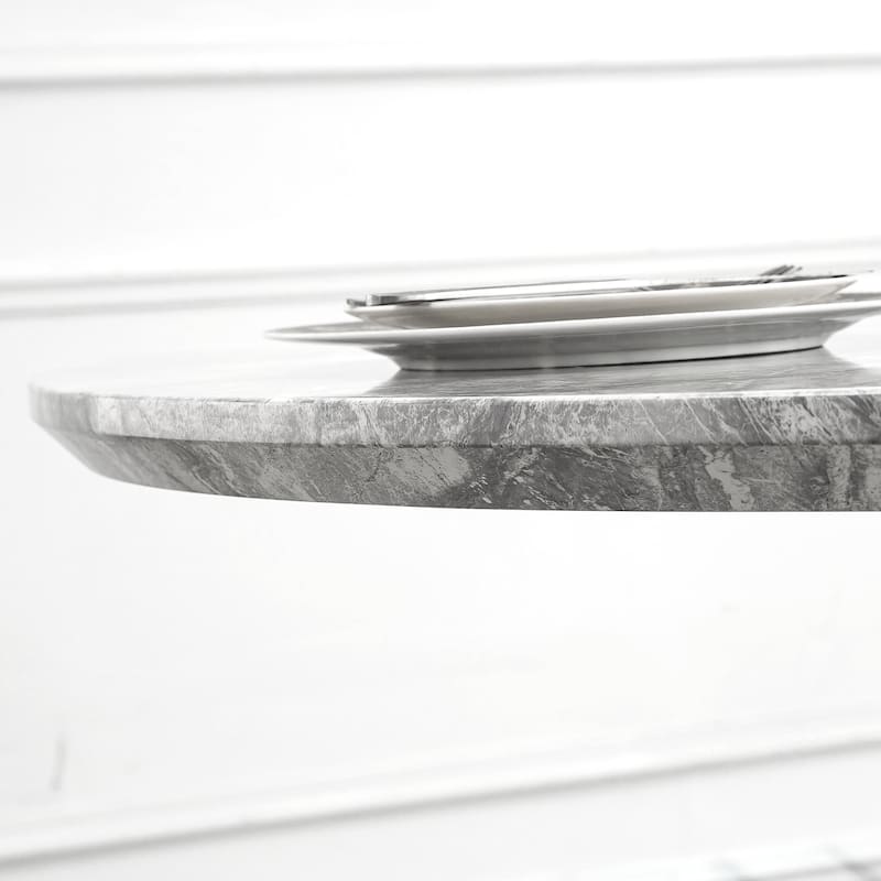 GDFStudio - Jane Series 47" Round Marble Dining Table and Stainless Steel Base for Dining Room, Kitchen