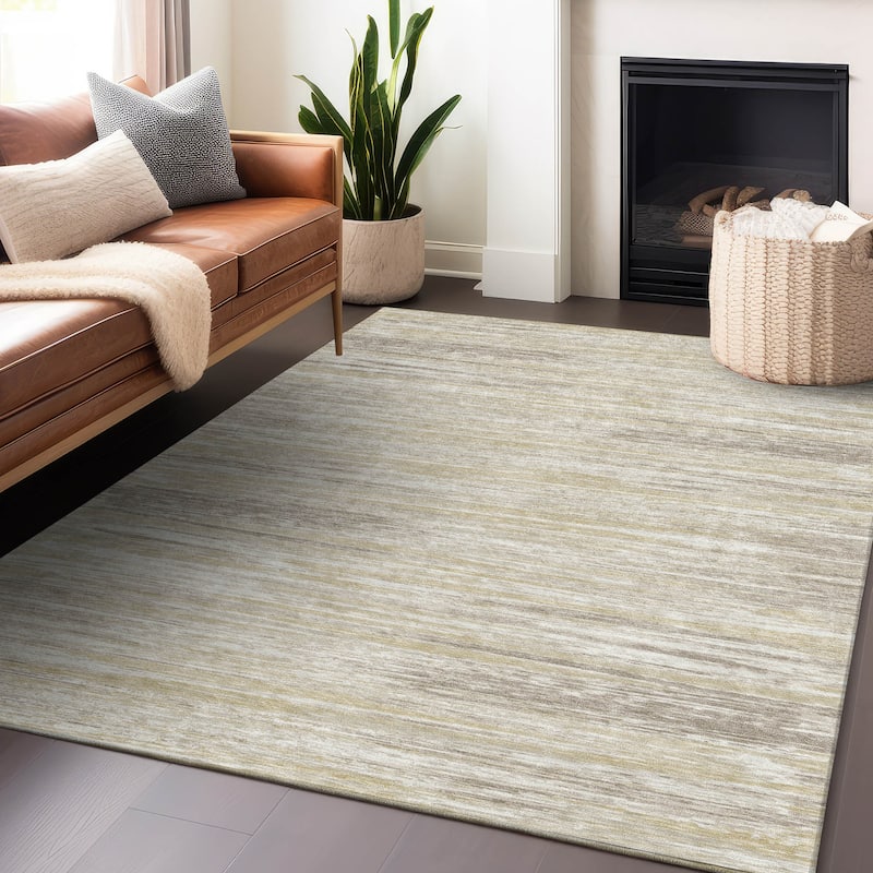 Machine Washable Indoor/ Outdoor Chantille Abstract Stripe Rug