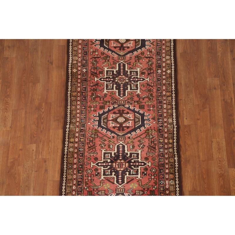 Tribal / Geometric Gharajeh Persian Runner Rug Handmade Wool Carpet - 2'5" x 9'6"