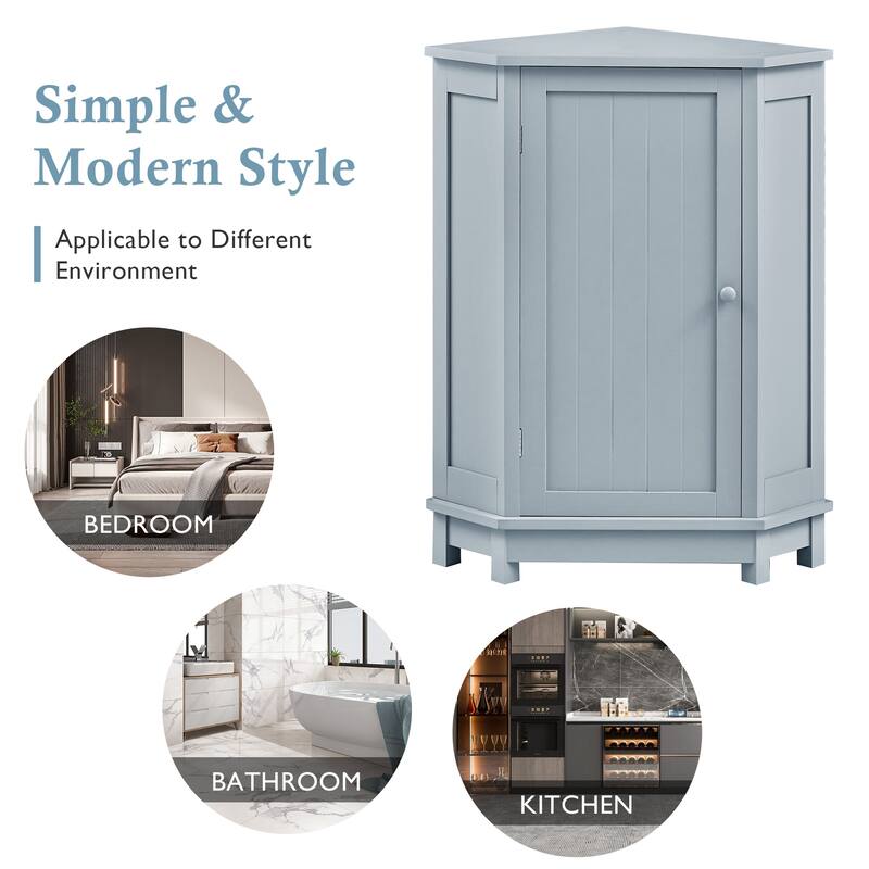 Bathroom Cabinet Triangle Corner Storage Cabinet with Adjustable Shelf