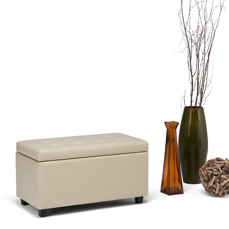 WYNDENHALL Essex 34-in. Wide Rectangular Storage Ottoman - Satin Cream