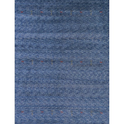 Hand Knotted Oriental 100% Wool Carpet Tribal Tribal Navy Blue & Blues Gabbeh Area Rug - 9' 9'' X 8' 0''