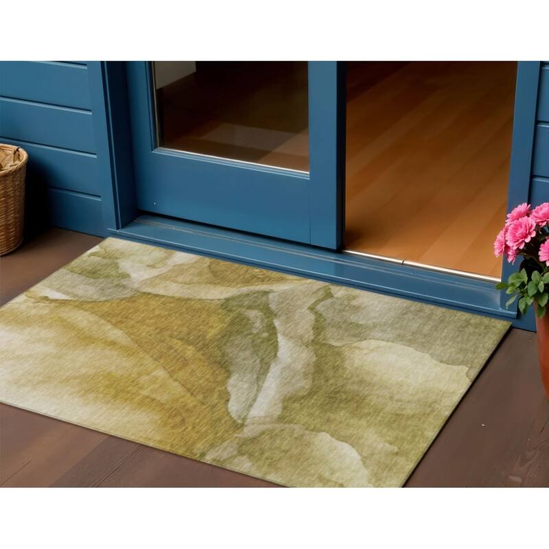 HomeRoots Abstract Transitional Rectangle Outdoor Rug - 3' x 5'