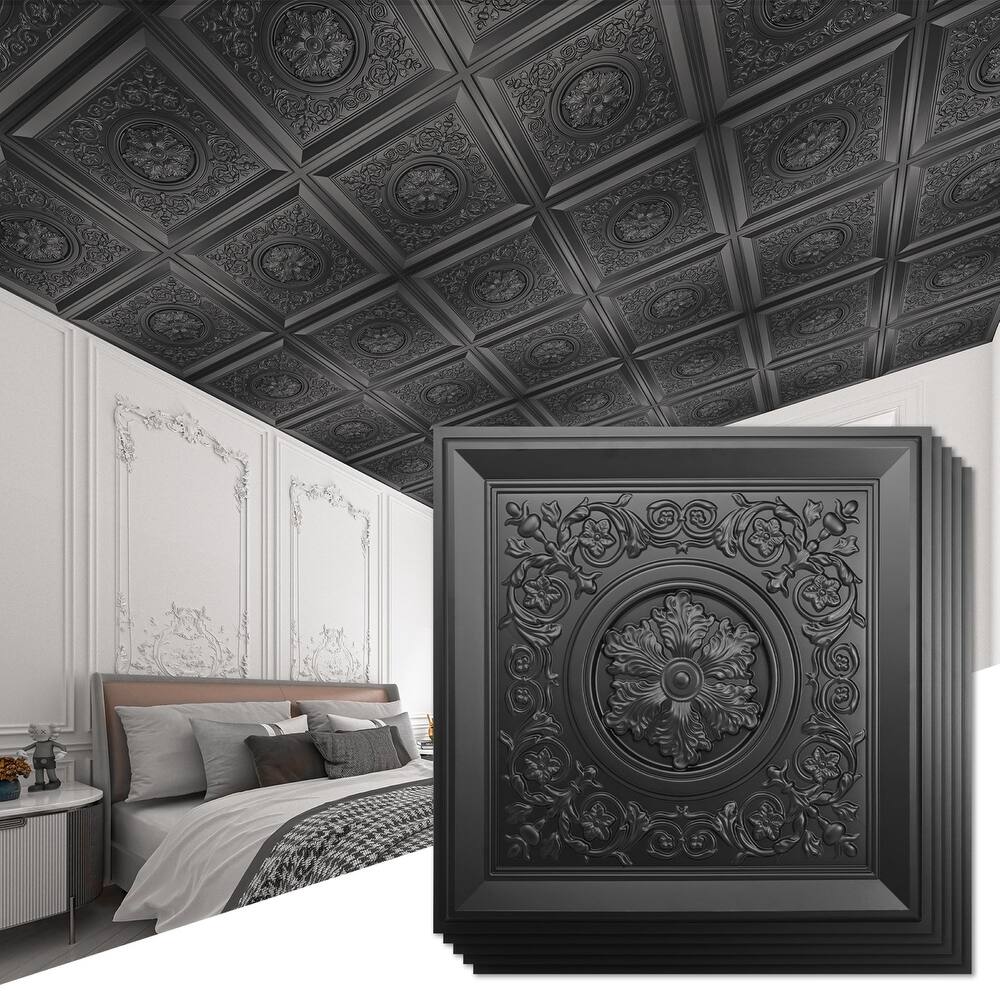 Art3d 12pcs 24"x24" Drop Ceiling Tiles 3D Wall Panels,Waterproof Vintage Style