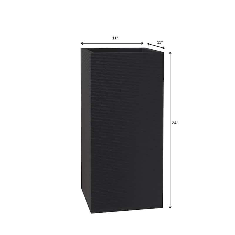 Basalt Tall Square Fiberstone Planter Modern Weather-Resistant Design for Indoor Outdoor Patio Planter Pot with Drainage