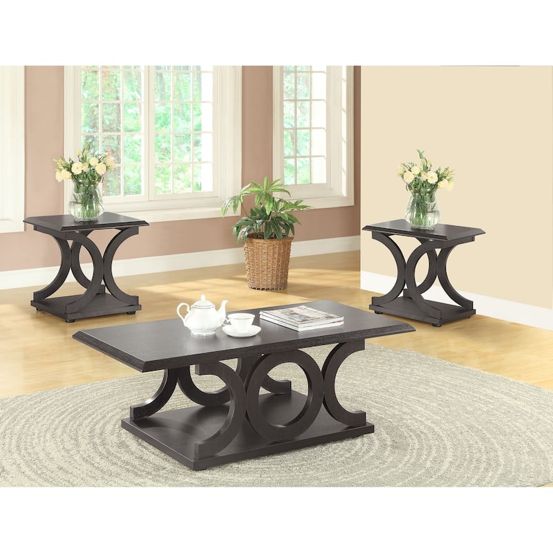 Shelly Coffee And End Table Set Cappuccino - 3-Piece Set