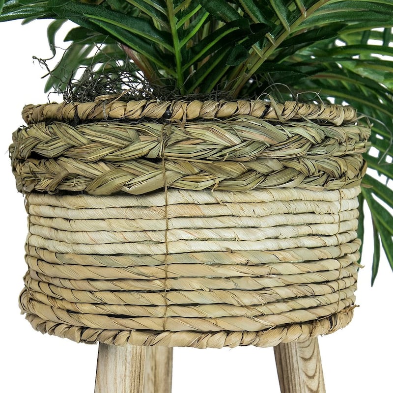 32-inch Artificial Palm in Tri-Color Basket Stand