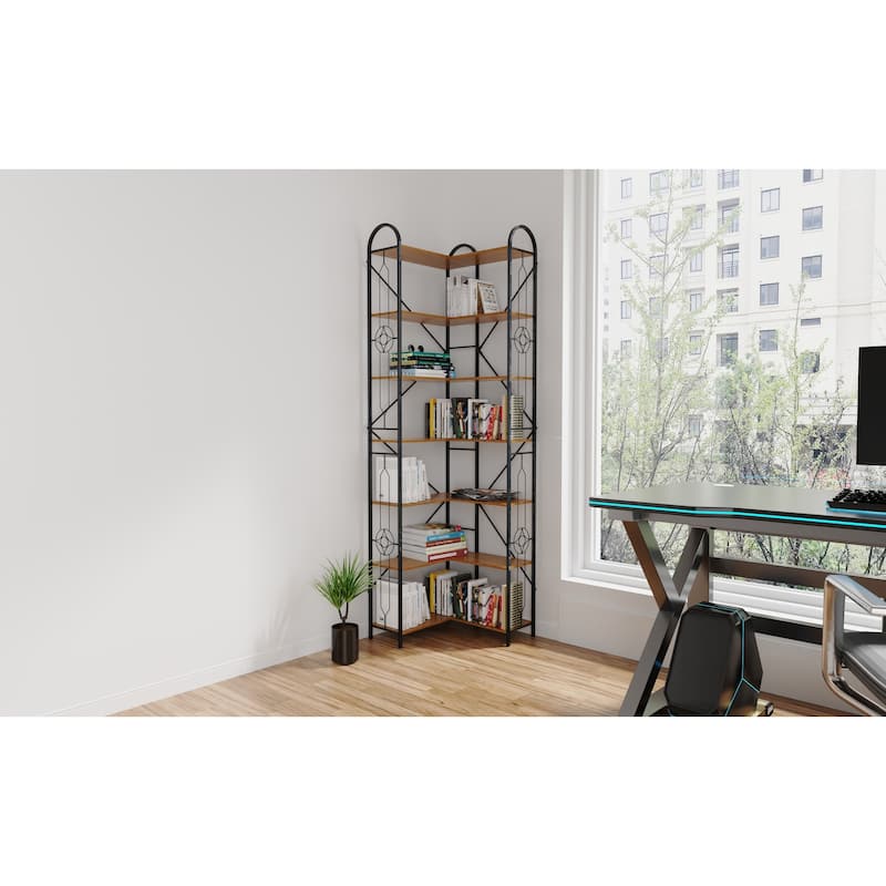 7 Shelf Bookcase, Modern High Bookcase, - Black