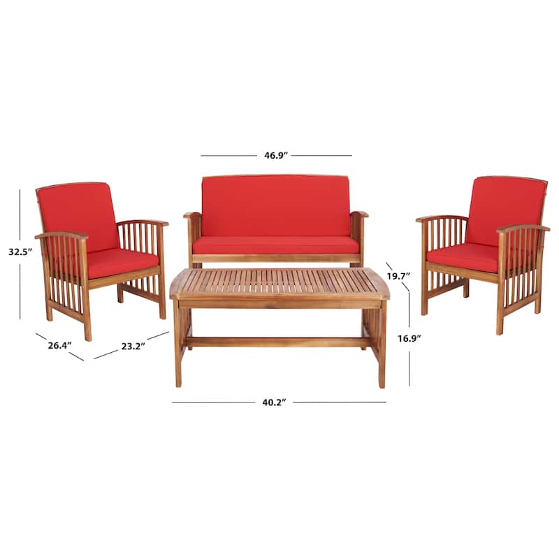 SAFAVIEH Outdoor Rocklin 4-piece Conversation Patio Set
