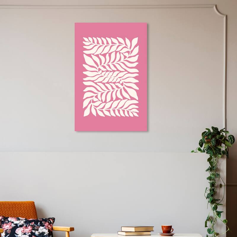 Wynwood Studio Canvas Floral and Botanical Ferns in Harmony Pink and Ivory Modern & Contemporary Wall Art Canvas Print - 20 x 30