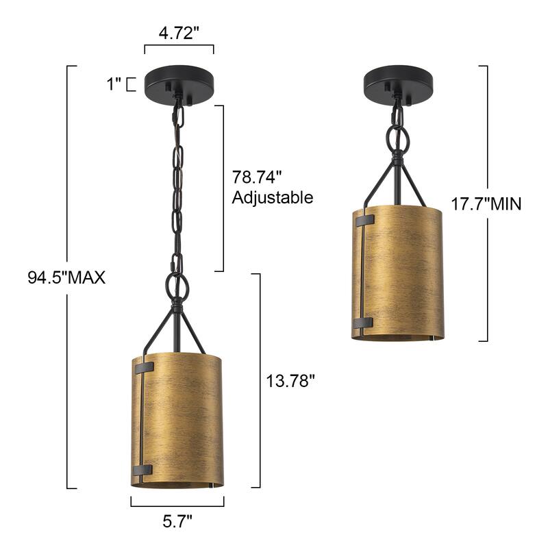 Cylinder 1-Light Pendant Light for Kitchen Island Dining Room - 5.7