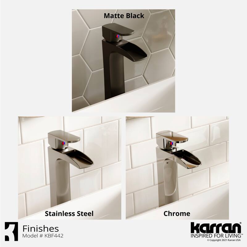 Karran Kassel Single Hole Single Handle Vessel Bathroom Faucet with Matching Pop-up Drain