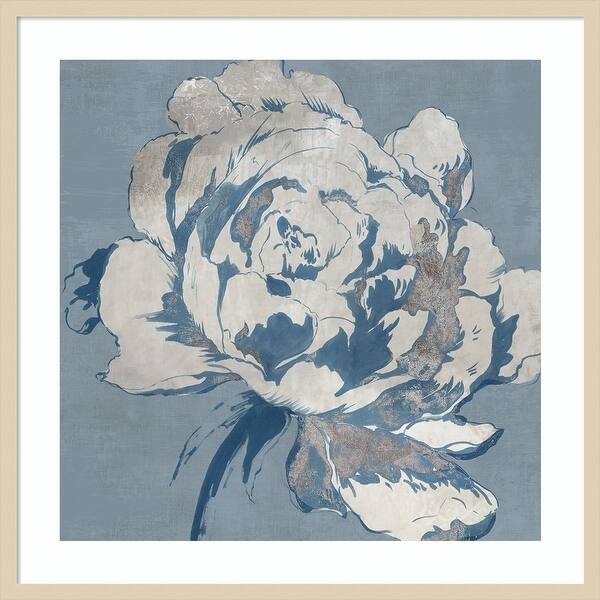 Golden Flower I Blue by Asia Jensen Wood Framed Wall Art Print - Svelte ...
