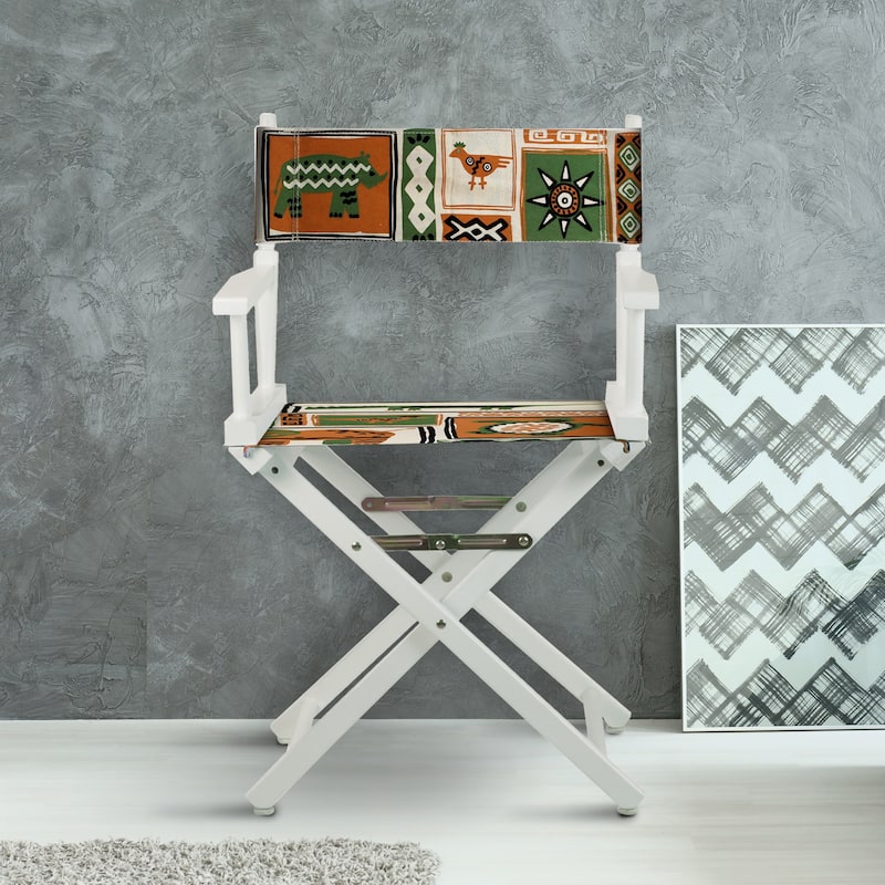 18" Director's Chair White Frame-Congo BongoNatural - 21.75"W x 17"D x 33.75"H