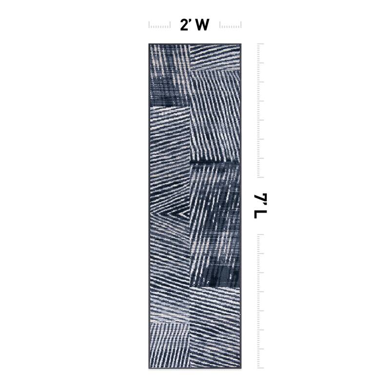 Geometric Stripe Distressed Non Slip Area Rug