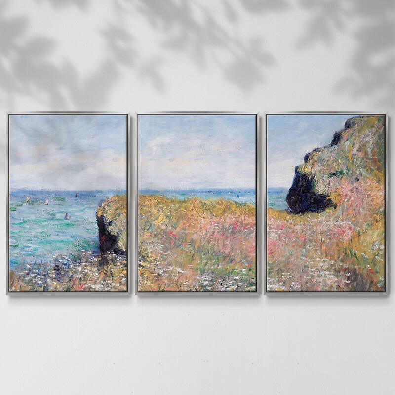 Edge of the Cliff, Pourville, 1882 - Multi Piece Framed Canvas