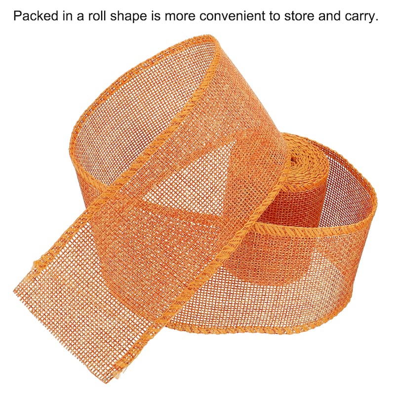 Burlap Fabric Ribbon, Wired Jute Crafts Roll for Party DIY Decoration