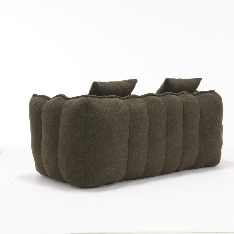66" Chenille Square Beanbag Chair with High-Resilience Foam Core, Armrests and Handle