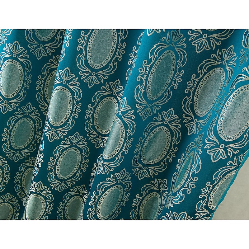 Gracewood Hollow Mabanckou Textured Jacquard Single Rod Pocket Curtain Panel w/ Attached Valance (54 x 84) - 54 x 84 in.