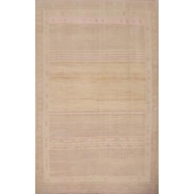 Hand Woven Oriental 100% Wool Carpet Southwestern Tribal Beige & Ivories Kilim Area Rug - 11' 11'' X 9' 1''