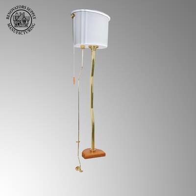 High Tank Toilet Conversion Kit - White Ceramic, Adjustable 63-78 in., Brass Pipe - Renovators Supply