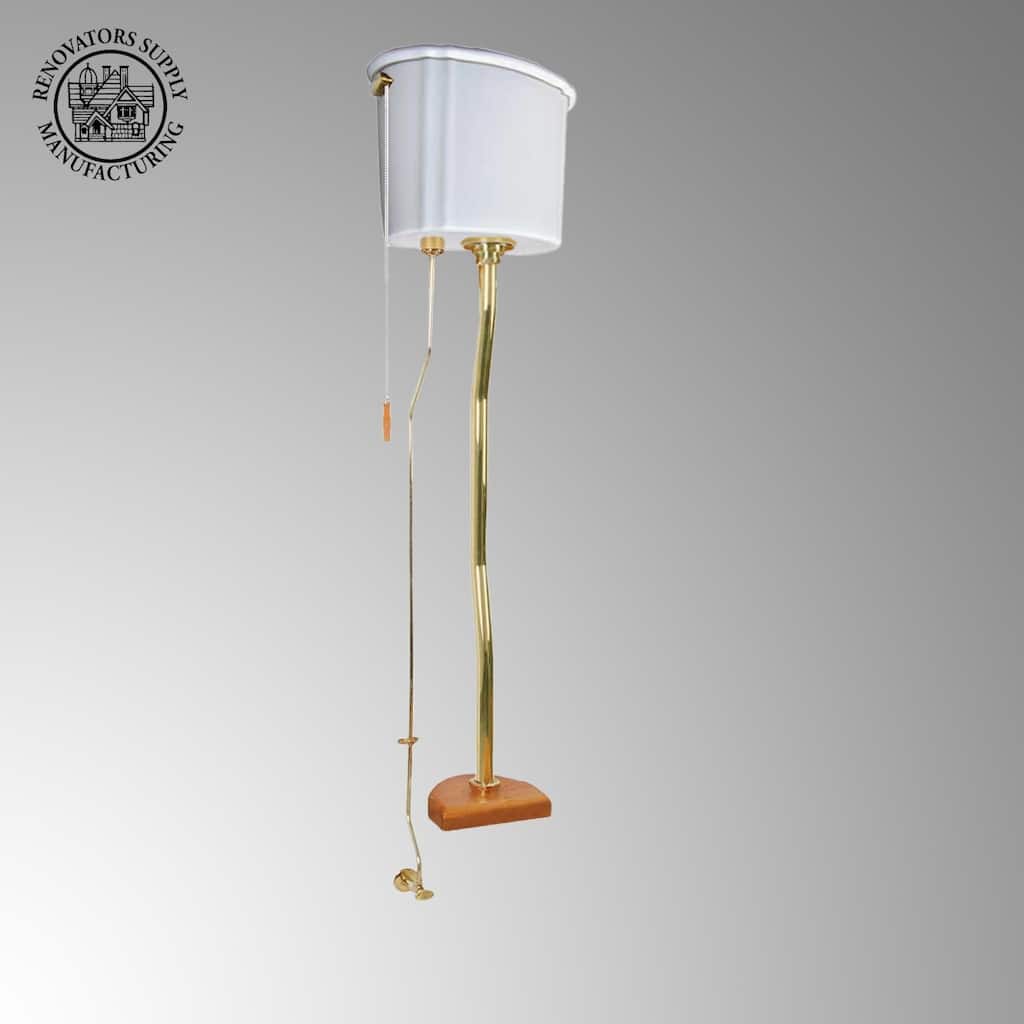 High Tank Toilet Conversion Kit - White Ceramic, Adjustable 63-78 in., Brass Pipe - Renovators Supply