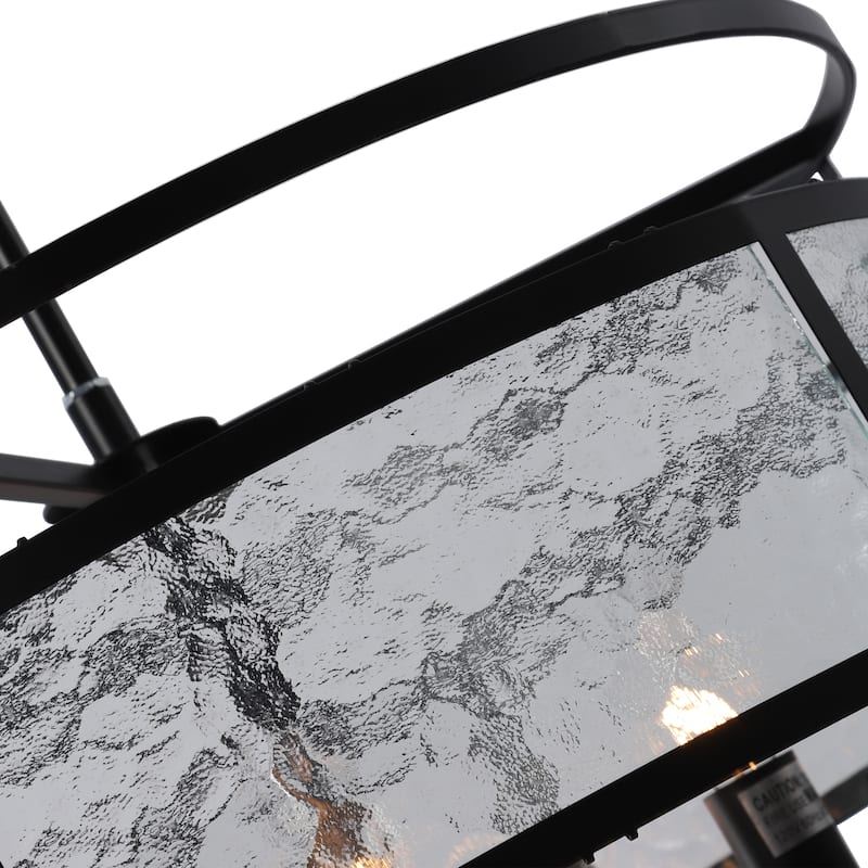 4-light Matte Black Hanging Pendant w/ Water Glass