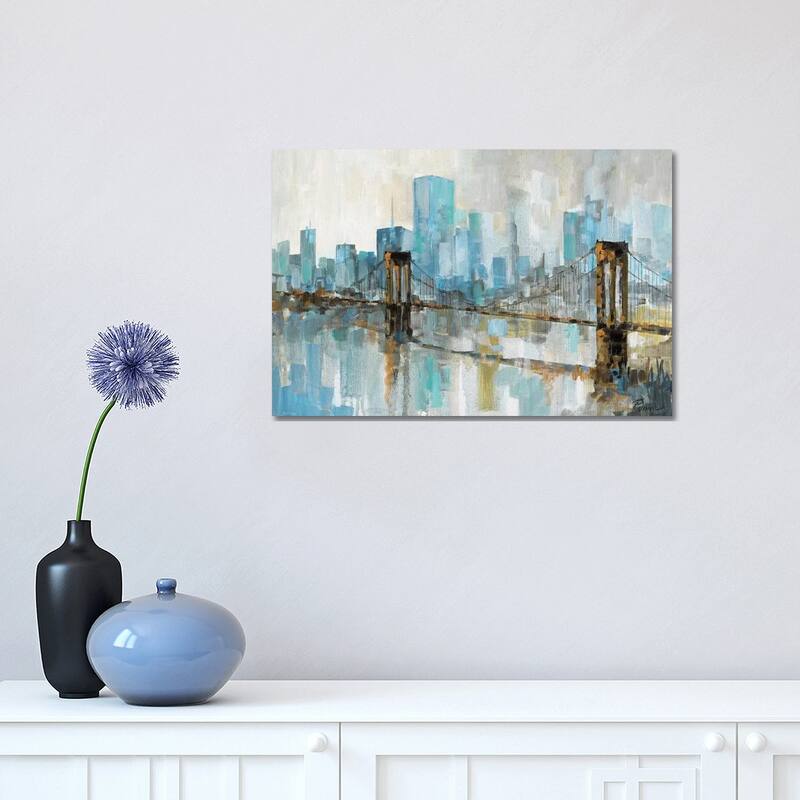 iCanvas "Teal City Shadows" by Ruane Manning Canvas Print - 12x18x1.5