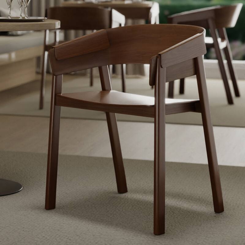 Mid-Century Modern Solid Wood & Oak Veneer Dining Chair, Set of 2