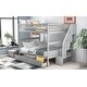 preview thumbnail 1 of 7, Stairway Full Over Full Bunk Bed, Wood Bedframe with Storage Shelves Grey