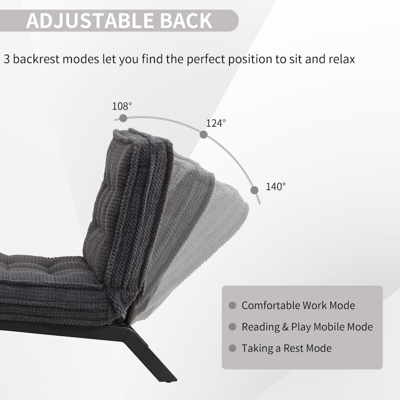 Upholstered Accent Chair with Ottoman, Armless Lounge Chair for Bedroom and Living Room, Comfortable Padded Seat with Wood Legs