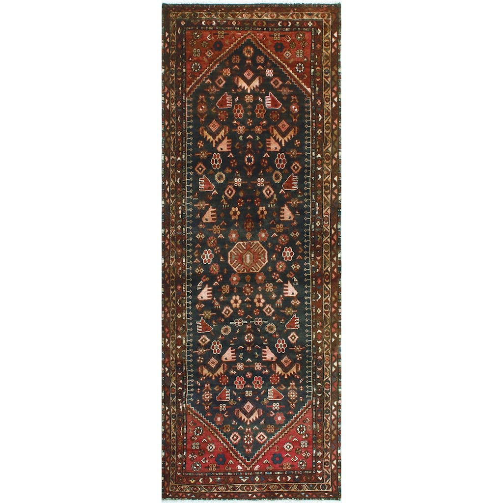 Noori Rug Fine Vintage Distressed Mustansa Navy/Rust Runner - 3'7" x 9'9"