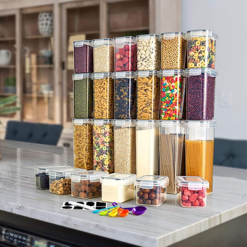 Sorbus Airtight Food Storage Containers with Labels, Marker & Measuring Spoons Kitchen Pantry Food Organizer - 24 Pack