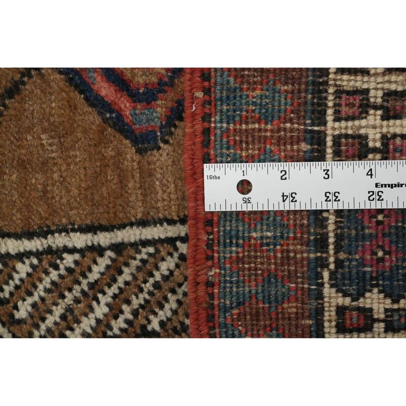 Hand Knotted Oriental 100% Wool Carpet Traditional Geometric Brown Sarab Runner Rug - 17' 10'' X 3' 4''