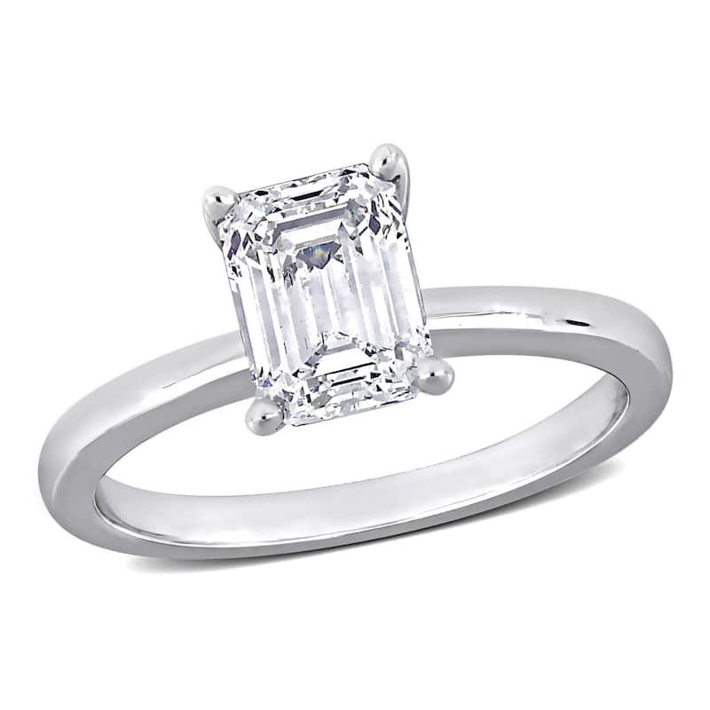 Miadora 1 1/10ct TDW Emerald-cut Diamond Solitaire Ring in 14k White Gold