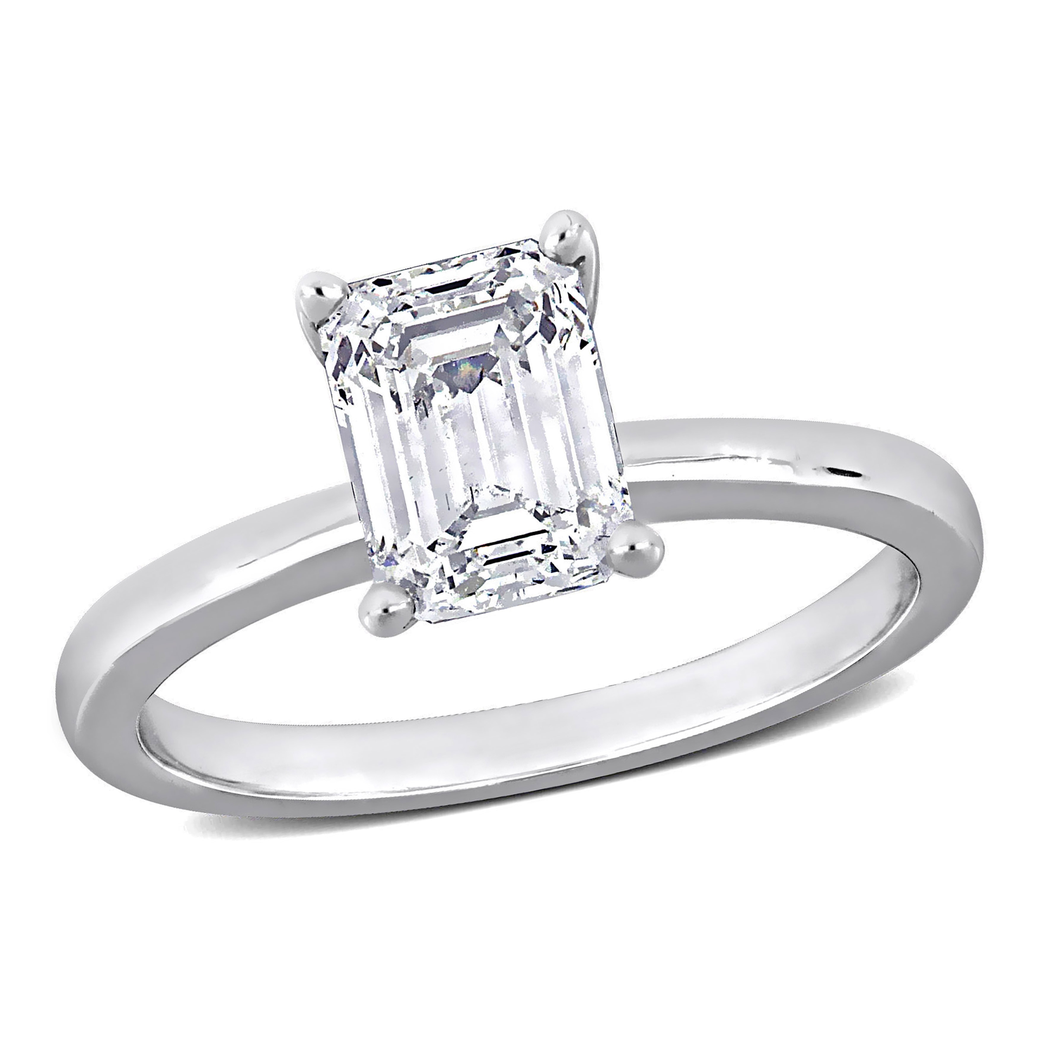 Miadora 1 1/10ct TDW Emerald-cut Diamond Solitaire Ring in 14k White Gold