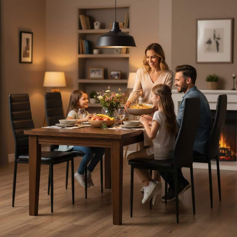 Homylin Modern PU Leather Dining Chairs with Metal Legs, Armless Padded Side Chairs for Kitchen & Dining Room