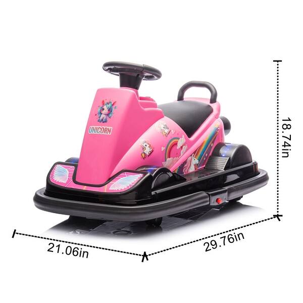 dimension image slide 1 of 4, 360° Rotating Electric Bumper Car for Kids with Lights, Dual Motors & Sounds