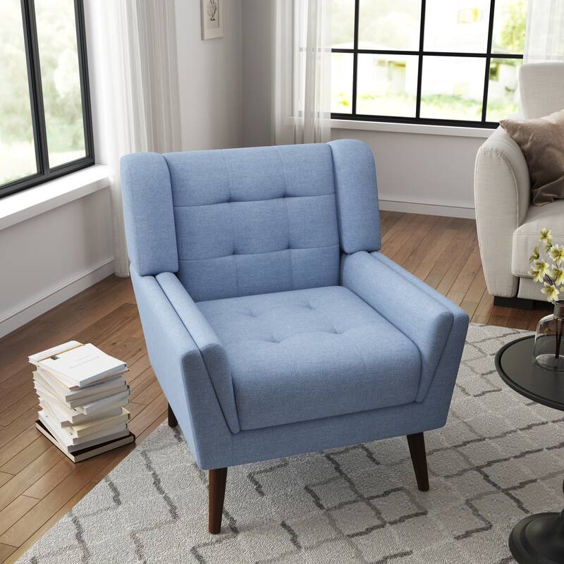 Mid Century Modern Upholstered Linen Accent chairs Armchair