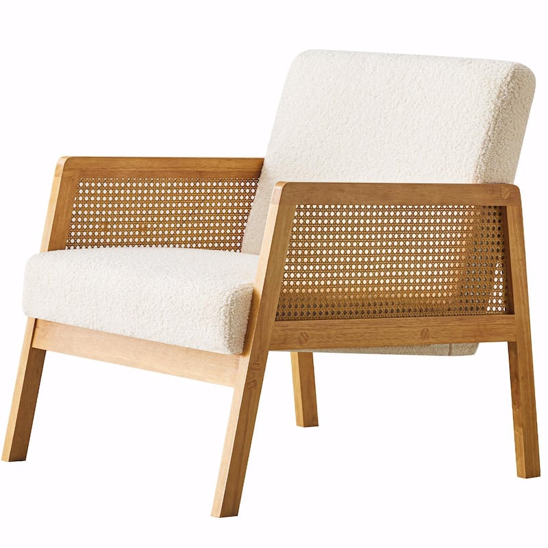 Mid-Century Lounge Chair - Solid Wood Frame - Linen/Shepa Optional