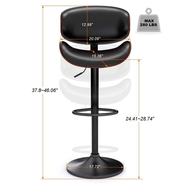 Bar Stools Modern Swivel Bar Chairs, Barstools Counter Height with Backrest for Bar, Kitchen, Dining Room